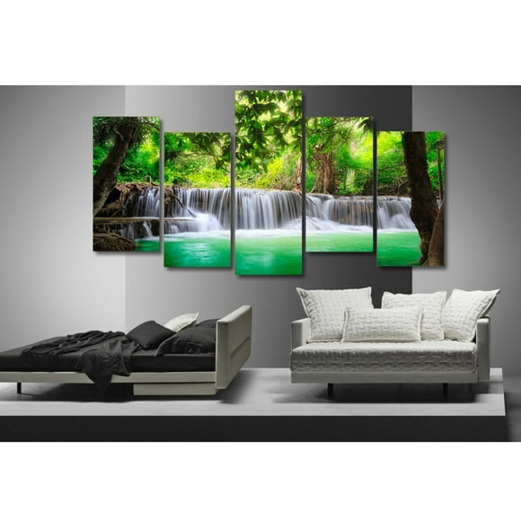 Elodie 5 Panels Unframed Art Canvas Oil Painting Picture Waterfall Print 20*40/55cm