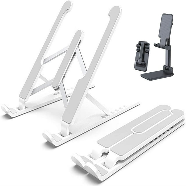 Laptop Stand for Desk With Cell Phone Stand 6-Levels Adjustable Ergonomic Laptop Riser Holder Foldable Portable Computer Stand