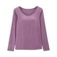 thumbnail image 3 of TYGHBN Built In Bra T Shirt for Womens Padded Long Sleeve Tops Active Blouses Soft Pajama Casual Shirts for Workout Thermal Inner Wear Women Ladies Thermal Tops Loose Fit Long Shirts for Men Thermal, 3 of 6