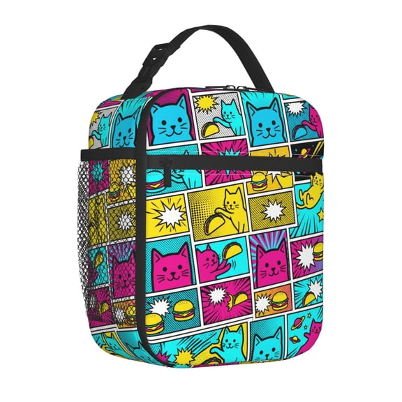 Space Cat Lunch Box Reusable Insulated Lunch Bag Women Men Cooler Tote Bag For Work Picnic Office