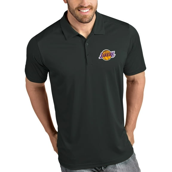 Men's Antigua Charcoal Los Angeles Lakers Tribute Polo