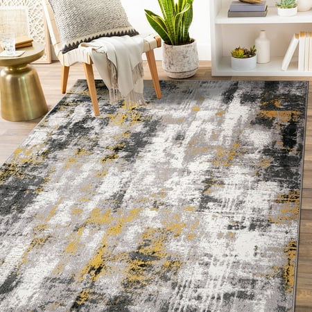 World Rug Gallery Tralee Modern Abstract Area Rug Yellow - 7 10 x 10