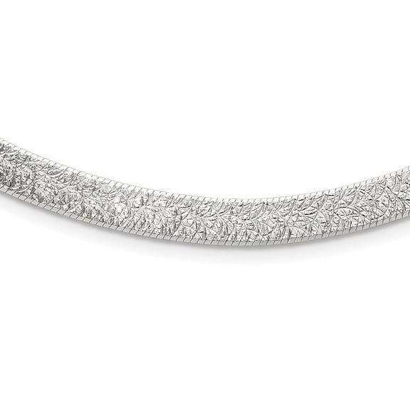 Diamond2Deal 925 Sterling Silver Polished and Textured 8mm Flat Herringbone Chain Necklace for Men 18"