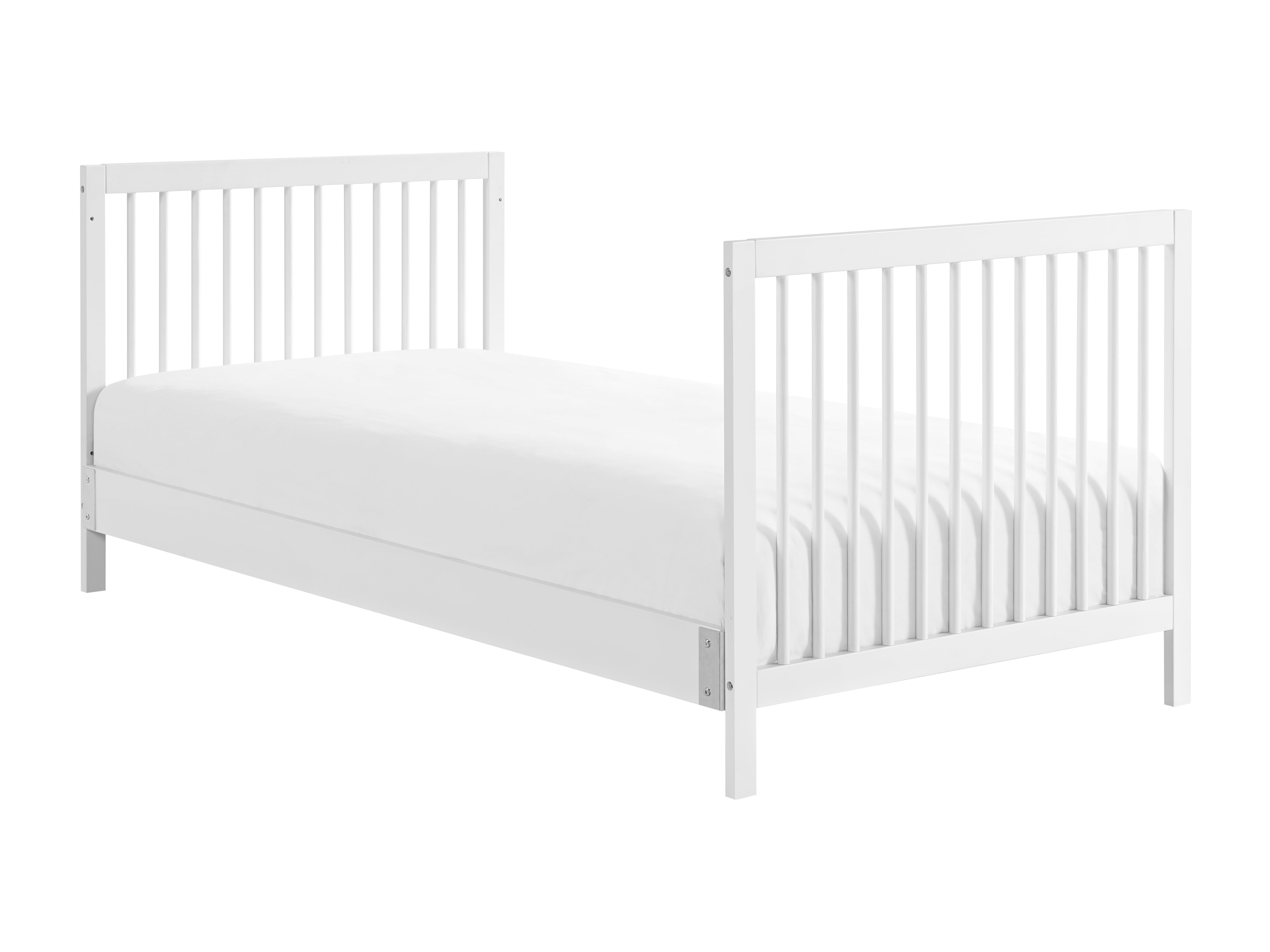 Oxford Baby Essential Island Mini 4-in-1 Convertible Crib with Round Spindles, White