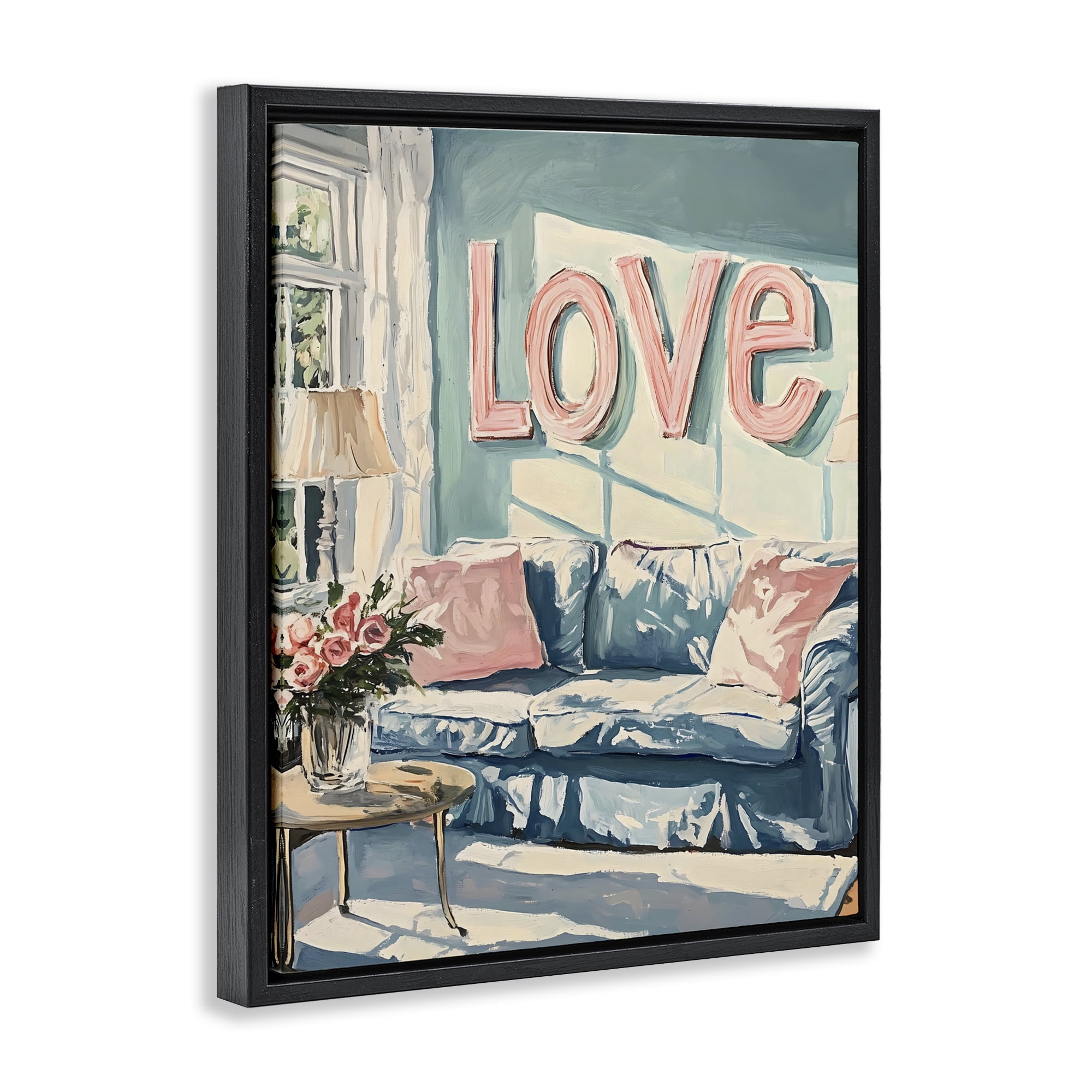 Stupell Industries Love Letters Above Cozy Couch Black Framed Floater Canvas Wall Art, design by The Prints Vibe