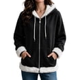 thumbnail image 4 of Fewfanhot Women Clothing Sherpa-Lined Fleece Full-Zip Hooded Jacket with Drawstring, 4 of 9