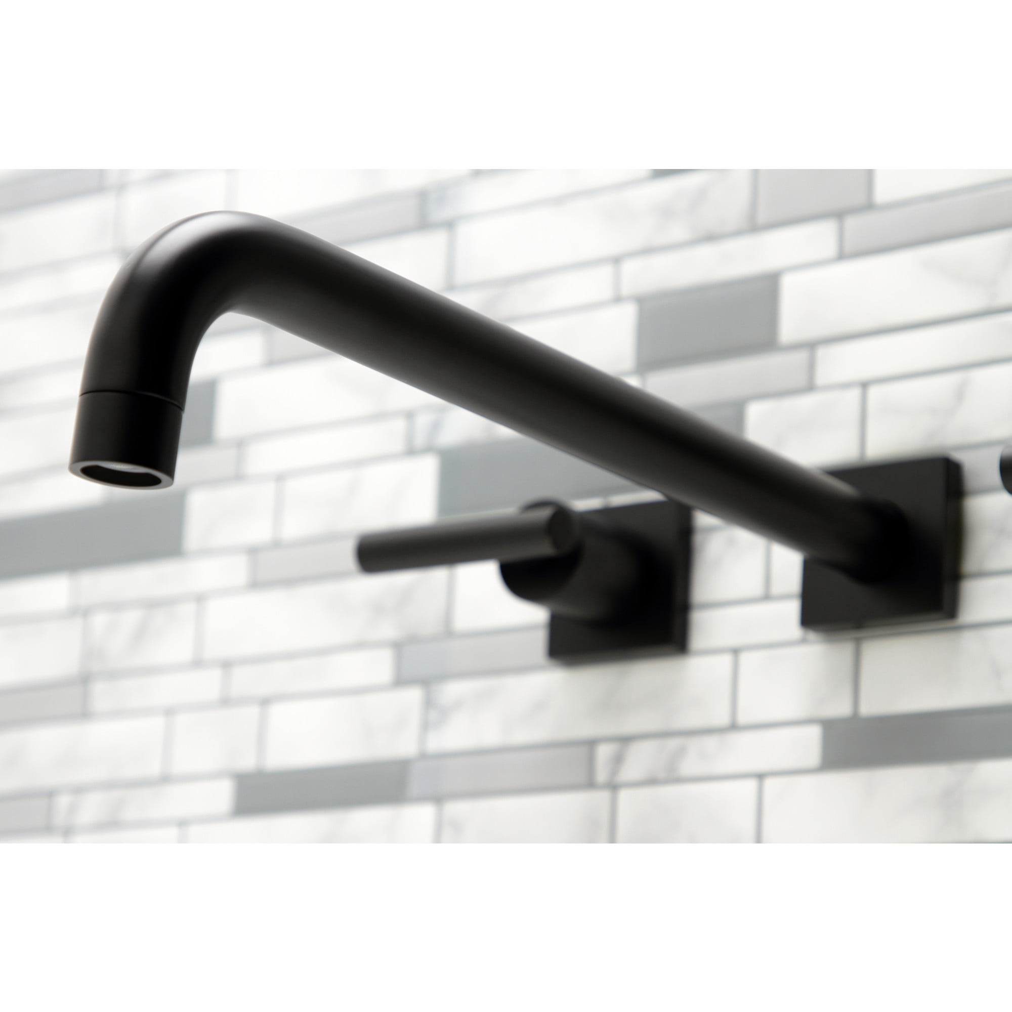 Kingston Brass KS6040CML Manhattan Two-Handle 3-Hole Wall Mount Roman Tub Faucet in Matte Black