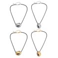 thumbnail image 3 of Metal Oval Bead Necklace Geometric Pendant Collarbone Chain Ornament Unique PU Leather Cord Chokers Fashion Accessory, 3 of 10