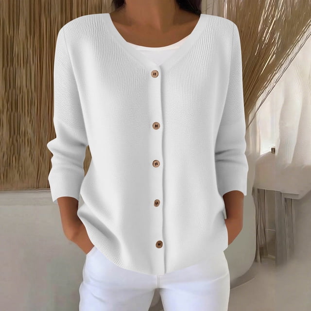TACILIP Plus Size Cardigan Sweaters for Women Long Sleeve Womens Tops Button Up V Neck Sweaters Fall Fashion Winter Clothing for Women