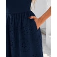 thumbnail image 4 of Vestido largo sin mangas con cuello redondo y encaje, azul marino, talla XL, 4 of 8