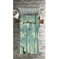 thumbnail image 2 of Ambesonne Deer Quilted Coverlet 2 Pcs, Animals in Foggy Forest, Twin Size, Black White Grey, 2 of 2