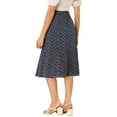 thumbnail image 3 of INSPIRE CHIC Women's Midi Skirts Peasant Elastic Waist A-Line Ditsy Floral Skirts XS Navy Pink, 3 of 8