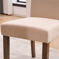 thumbnail image 2 of YOUNIKE Mid-Century Modern Dining Chairs Set of 2, 18.9"H Linen Upholstered Kitchen Side Chairs with Solid Wood Legs, Armless Parsons Chairs, Beige, 2 of 18