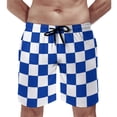 thumbnail image 2 of Blue And White Checkerboard Board Shorts Vintage Checker Print Beach Shorts Drawstring Pattern Design Swim Trunks Plus Size 3XL, 2 of 5