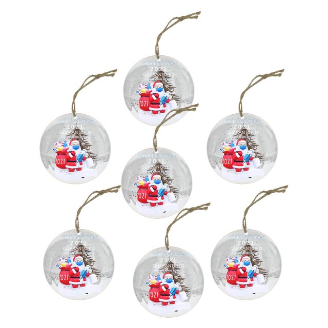 Adornos navideños de madera - Colgantes redondos de Santa Claus (7 piezas) para decorar tu árbol de Navidad, 80mm de diámetro, ambiente festivo único.