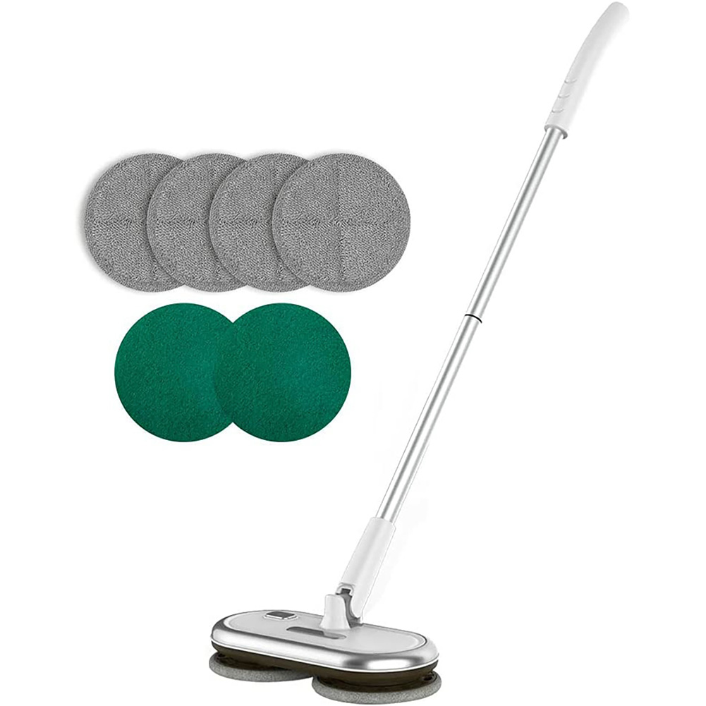 Electric mop with two motorized mop heads, lightweight and rechargeable