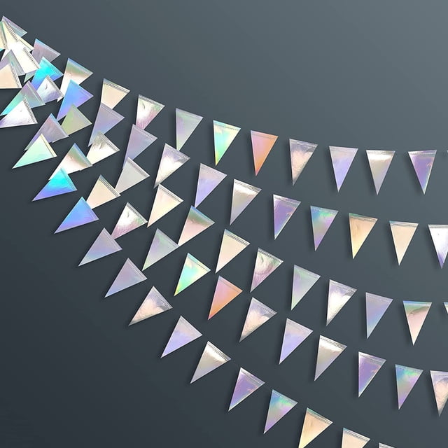 Banderín colgante holográfico de 40 pies para decoración de fiestas, graduación, cumpleaños, aniversario, compromiso, boda, novia, bebé, suministros para fiestas de discoteca