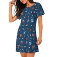 thumbnail image 2 of Pofeuu aniamls Pirate Print Women's Loose Fit Short Sleeve Nightgown, Comfortable Sleep Dress for Women, Casual Lounge Sleepwear, Soft Cotton Sleep Dress, 2 of 6