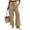 Khaki, variant on Kezqiaxn Wide Leg Pants for Women Fashion Striped Drawstring Elastic Waist Loose Casual Pants with Pockets Womens Trousers