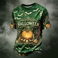thumbnail image 4 of YNGKMEA Mens Short Sleeve Shirts Halloween Crewneck Graphic Costumes Vintage Skull Pumpkin Letter Print Shirt, 4 of 4