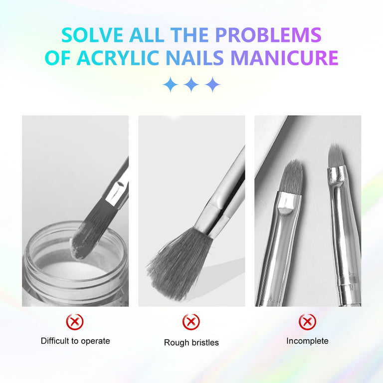 Saviland 5pcs Acrylic Nail Brush Set, Size 4/6/8/10/12 Acrylic Brushes for  Nails Extension & 3D Nail Carving, Black Handle Acrylic Nail Brushes for