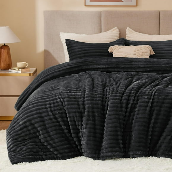 Juego de edredón BEDELITE Fleece Full Super Suave y Cálido Negro