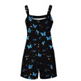 thumbnail image 4 of Womens Rompers Jumpsuits Summer Sleeveless Adjustable Knot Straps Shorts Butterfly Floral Print Overall Stretchy Jumpers with Pockets, 4 of 5