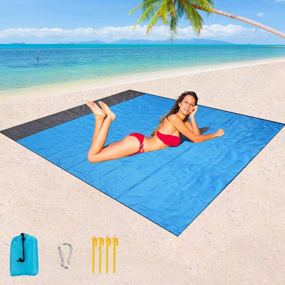 Hiking JIURUN Beach Blanket Sandproof 79”x 83” Waterproof Sand Free Beach Mat for 4-7 Adults Oversized Portable Picnic Mat Outdoor Blanket for Travel Camping