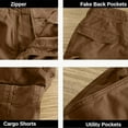 thumbnail image 6 of Fanxing Men's Pockets Cargo Shorts Below Knee Twill Long Shorts Work Short with Multi-Pockets Men Shorts 9 Inch Inseam Capri Pants （No Belt） Brown,L, 6 of 6
