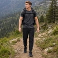 thumbnail image 4 of AZoiNM Men's Loose Fit Joggers Colorblock Ankle Cuff Drawstring Nylon Spandex Outdoor Casual Pants, 4 of 8