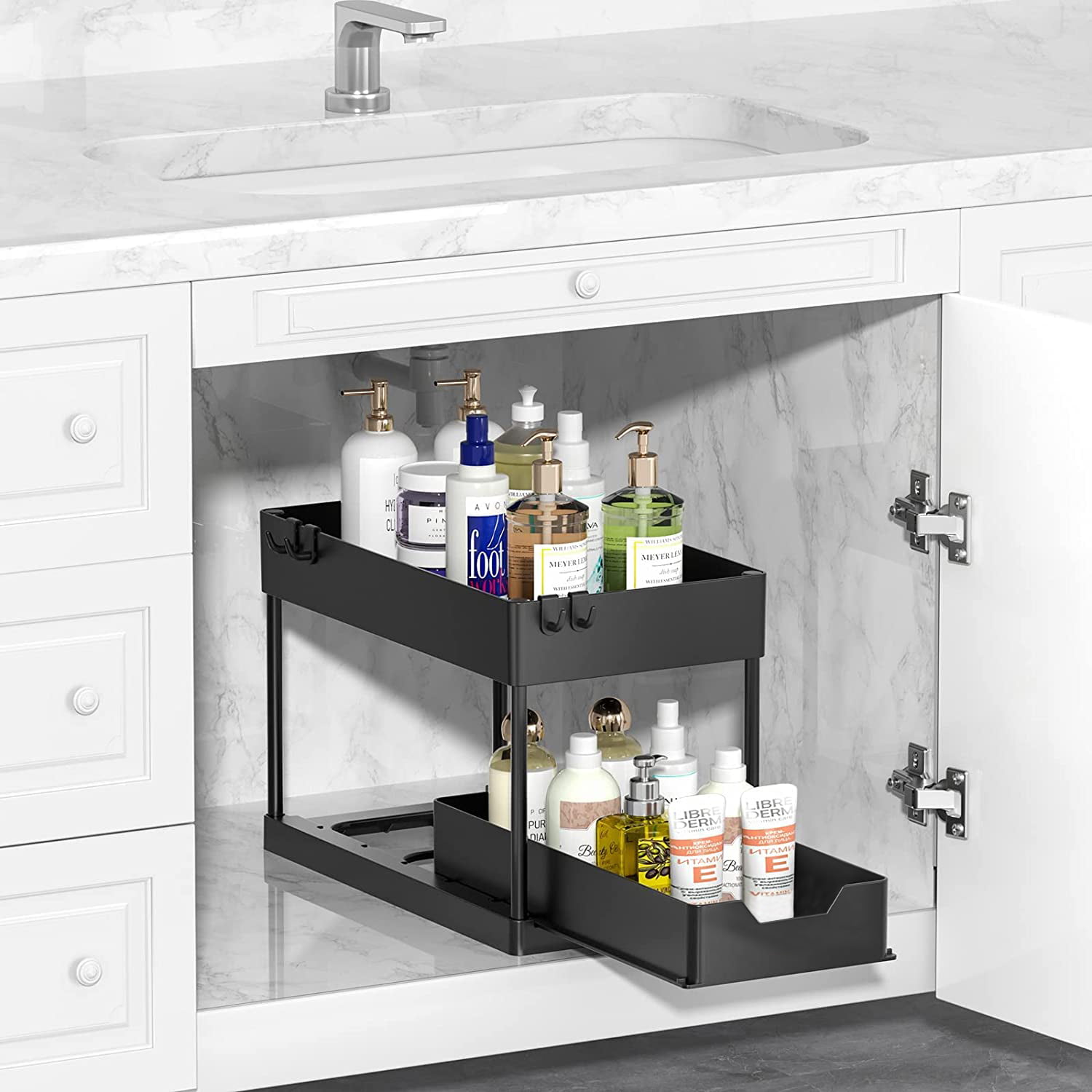 Storagebud 2-tier Sliding Under Sink Organizer - Black - 1 Pack : Target