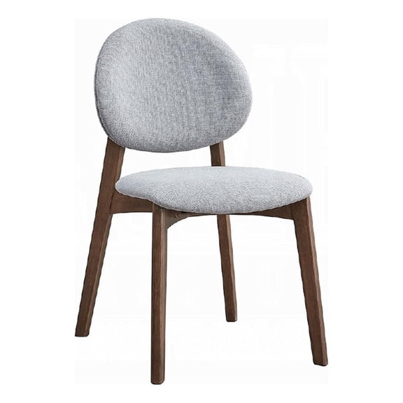 Hamza Side Dining Chair Set of 2-Light Gray Linen-Walnut Brown Wood
