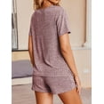 thumbnail image 6 of Ekouaer Womens 2 Piece Lounge Sets Summer Two Piece Outfits Ribbed Knit V Neck Short Sleeve Tee and Pockets Shorts Sets, 6 of 7