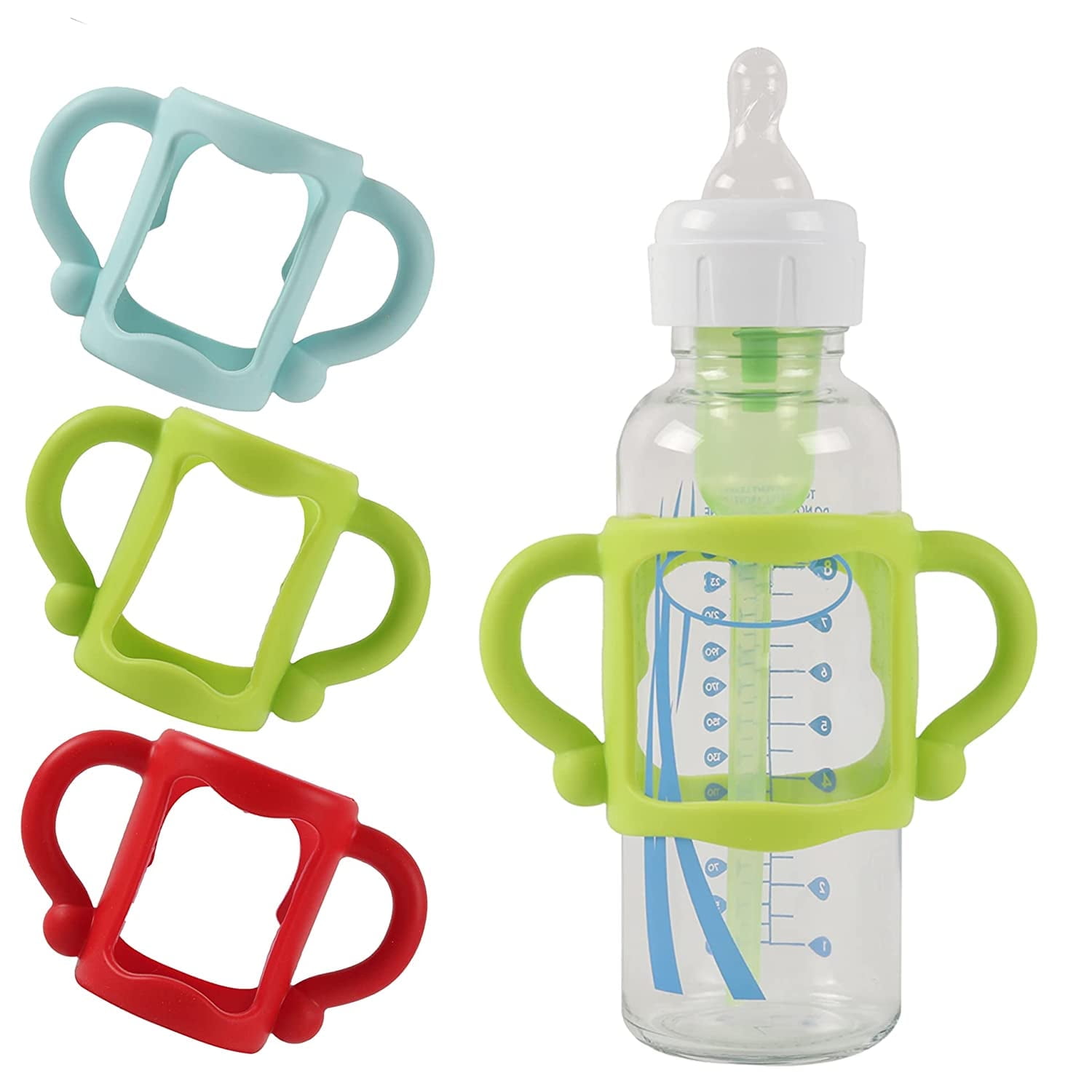 ACDANC 3-Pack Silicone Baby Bottle Handles for Dr. Brown's Narrow Bottles, BPA-Free Soft Grips for Independent Feeding, Dishwasher Safe