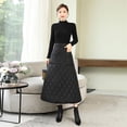 thumbnail image 3 of Moda invierno mujeres abajo s una línea abajo bolsillos acolchados casual a prueba de viento tobillo maxi vestido de cintura Patrón de verificación Baoblaze Falda de mujer, 3 of 8