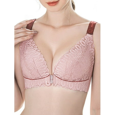 

Women Front Closure Bra No Underwire Thin Padded Plus Size Bras