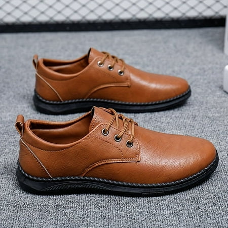 

GUANGZHYZYFUS Comfortable Men‘s Vintage Solid Colour Business Style Plain Toe Derby Shoes with Non Slip Rubber Sole for Formal Events and Everyday Wear Lace Up Men‘s Footwear