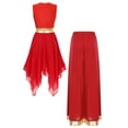 thumbnail image 2 of Jowowha Womens Liturgical Dance Sleeveless Dress Wide Leg Pants 2-piece Performance Outfit Red L, 2 of 7