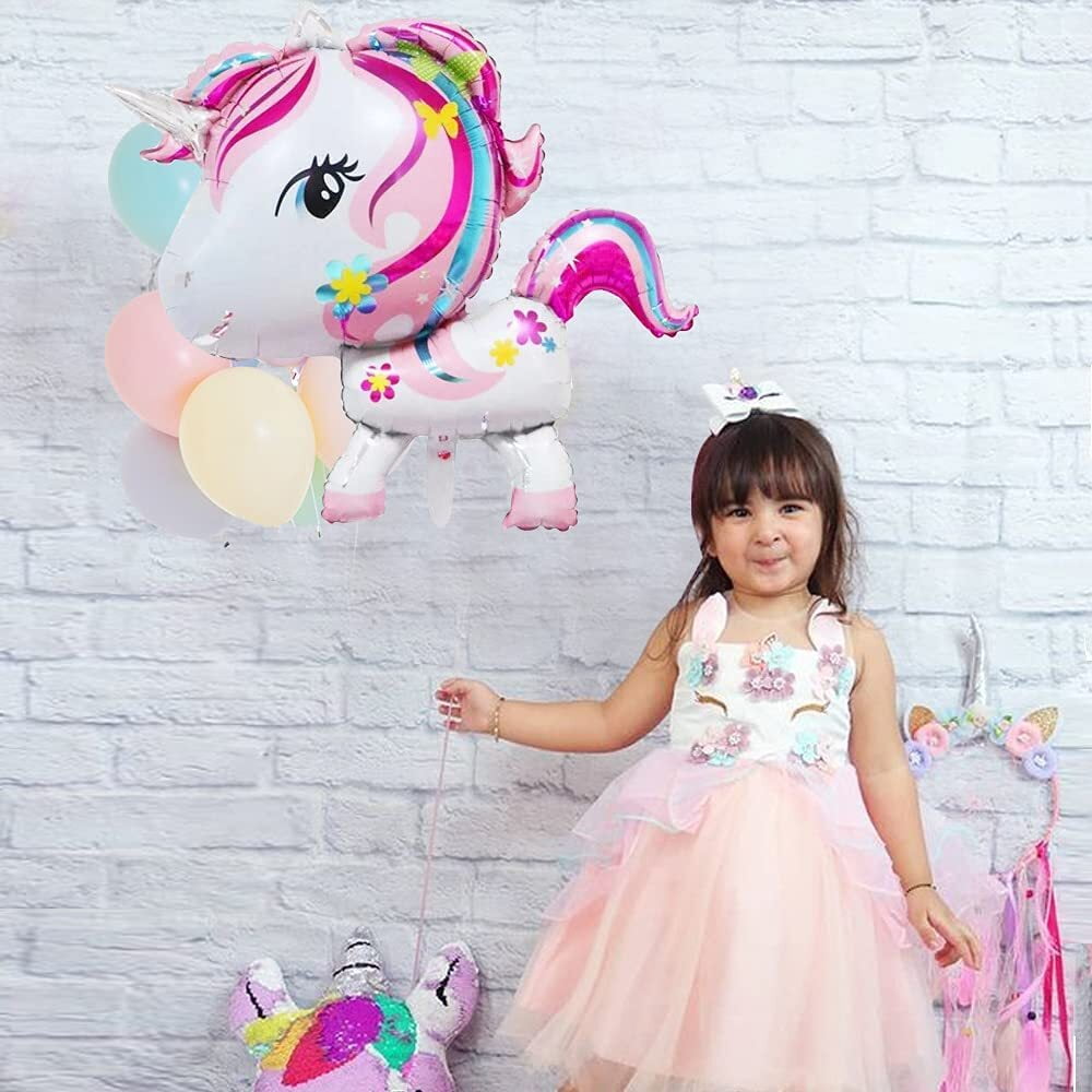 YANSION Unicorn Party Decorations Supplies, Huge 3D Unicorn Balloons Happy  Birthday Banner Rainbow Balloon Star Balloon Tablecloth Cake Topper and Latex  Party Ballons for Infant Girl Boy Birthday 