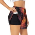 thumbnail image 1 of Balery Sunset River Western Cowboy Pantalones cortos deportivos para mujer con forro y dos bolsillos, elásticos, para entrenamiento, gimnasio, yoga-Medium, 1 of 7