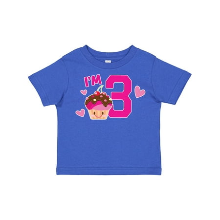 

Inktastic I m 3 with Cute Cupcake and Hearts Gift Toddler Toddler Girl T-Shirt