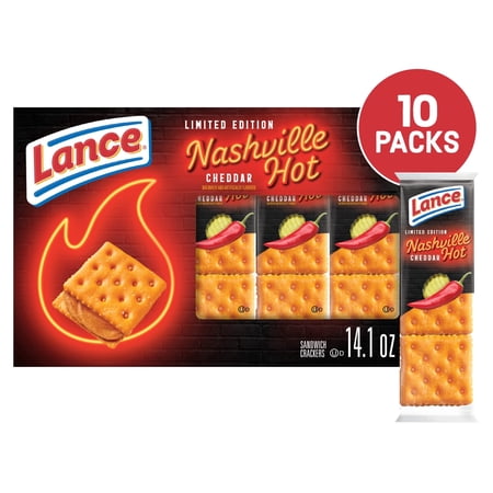 Lance Nashville Hot Cheddar Sandwich Crackers, 10 Pack