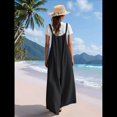 thumbnail image 4 of Casuales de Pierna para Mujer, Estilo Bohemio, Plisados, Conjuntos de Verano con Bolsillos. Negro XL, 4 of 8