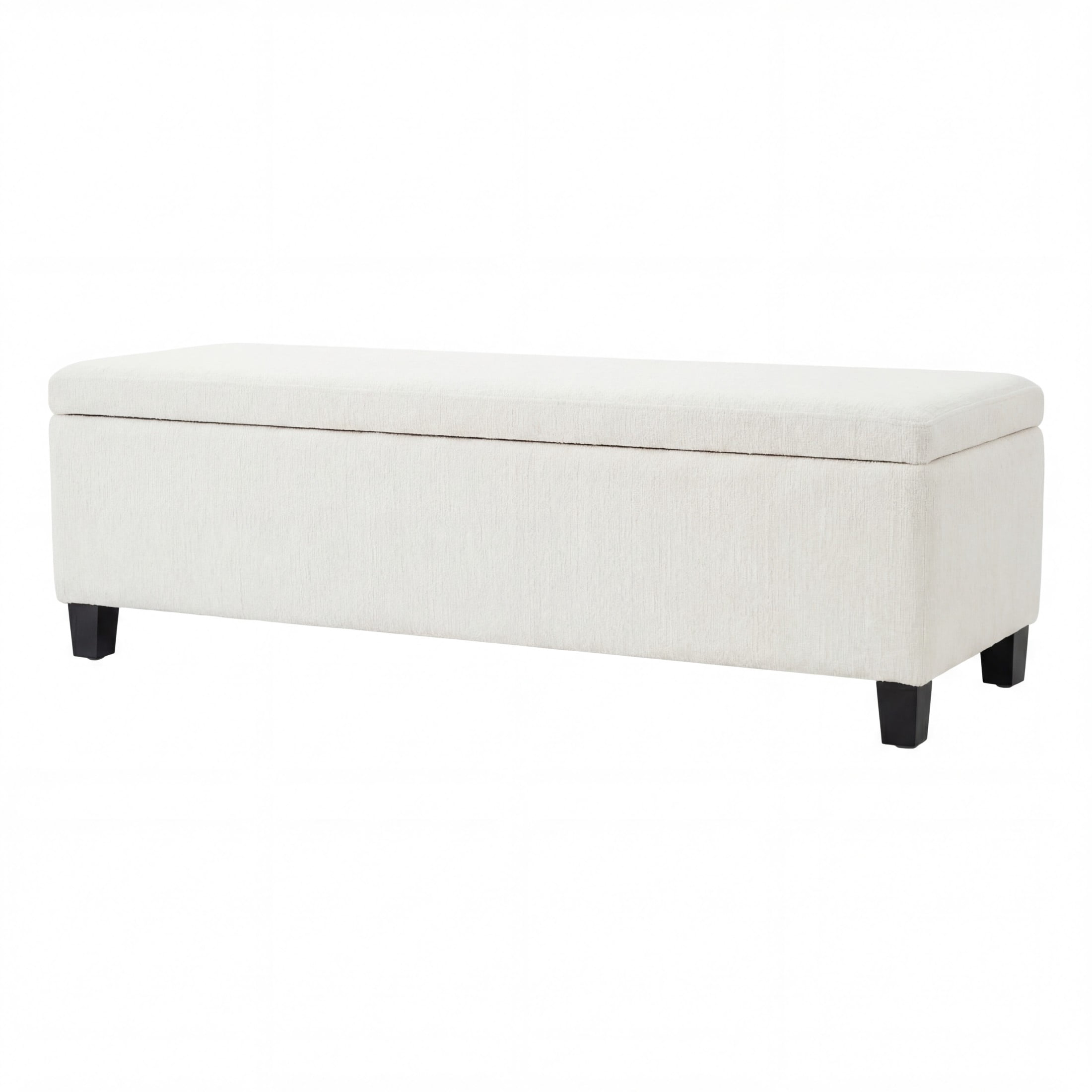 Christopher Knight Home Storage Ottoman Bench with Rubberwood Legs, Lift-Top Design, White