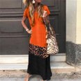 thumbnail image 2 of Vestido suelto de manga corta con estampado de leopardo y cuello en V informal de verano para mujer a la moda Fridja  bnh2733, 2 of 6