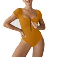 thumbnail image 1 of Aayomet High Cut One Piece Swimsuit Ruffled One Piece Swimsuit V Neck Swimwear Cut Out Back Bathing Suit,Yellow M, 1 of 5