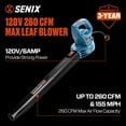 thumbnail image 2 of SENIX BLE06-L 155 MPH at 260 CFM 6 Amp Corded Electric Handheld Leaf Blower, Variable Speed, 2 of 9