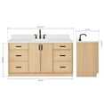 thumbnail image 3 of Ariel Kelly 66 Inch Single Rectangular Sink Bathroom Vanity With Carrara White Quartz Countertop 1.5 Inch Edge In Oak, 3 of 12