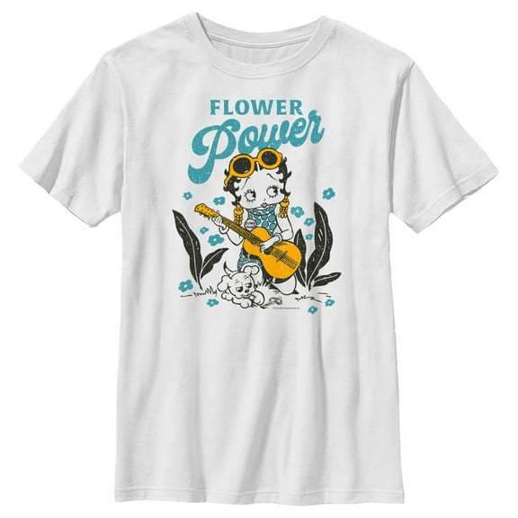 Boy's Betty Boop Flower Power Graphic Tee White Large