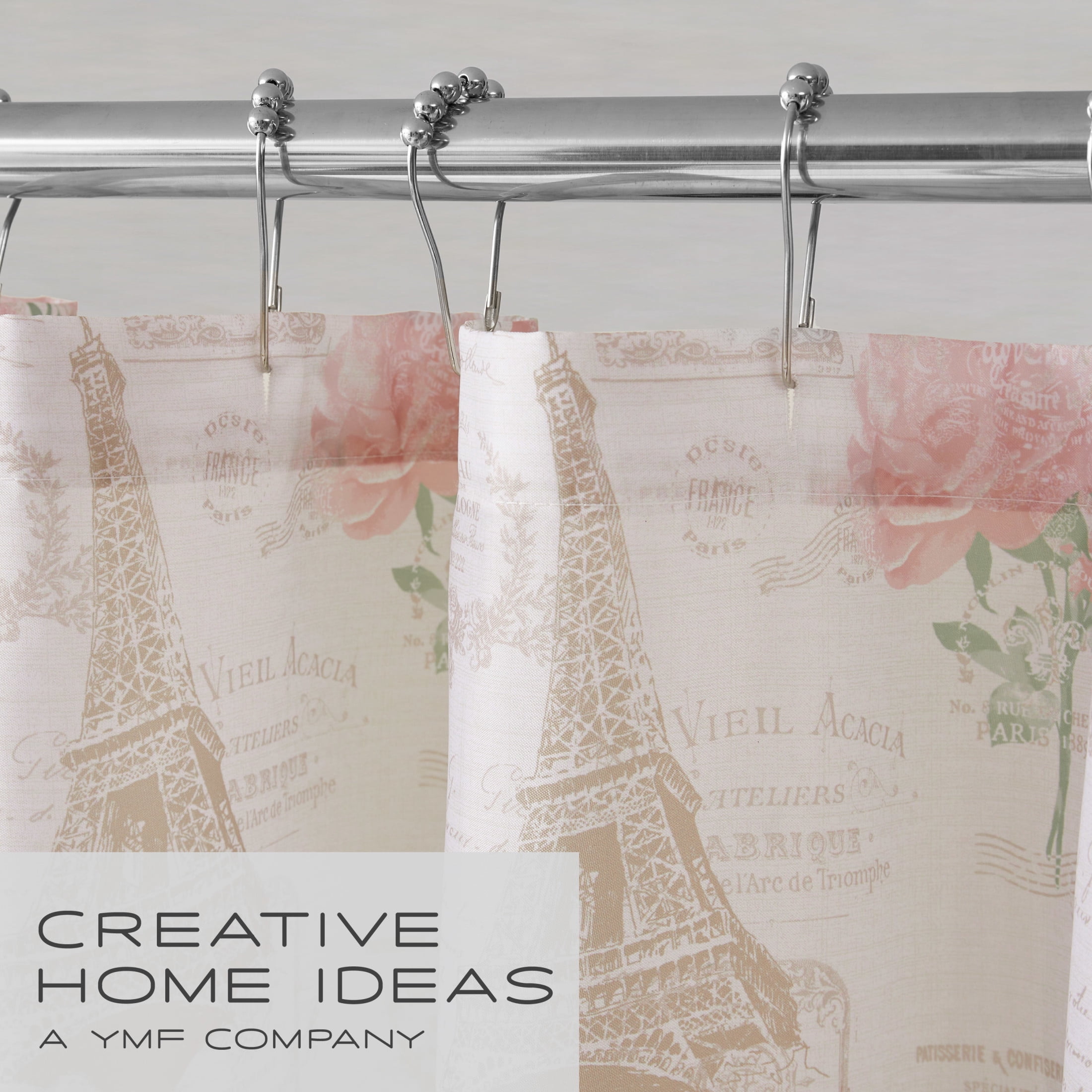CHI Vintage Floral Shower Curtain with Hooks and Rugs Modern Washable 72" W x 72" L 15-Piece Set